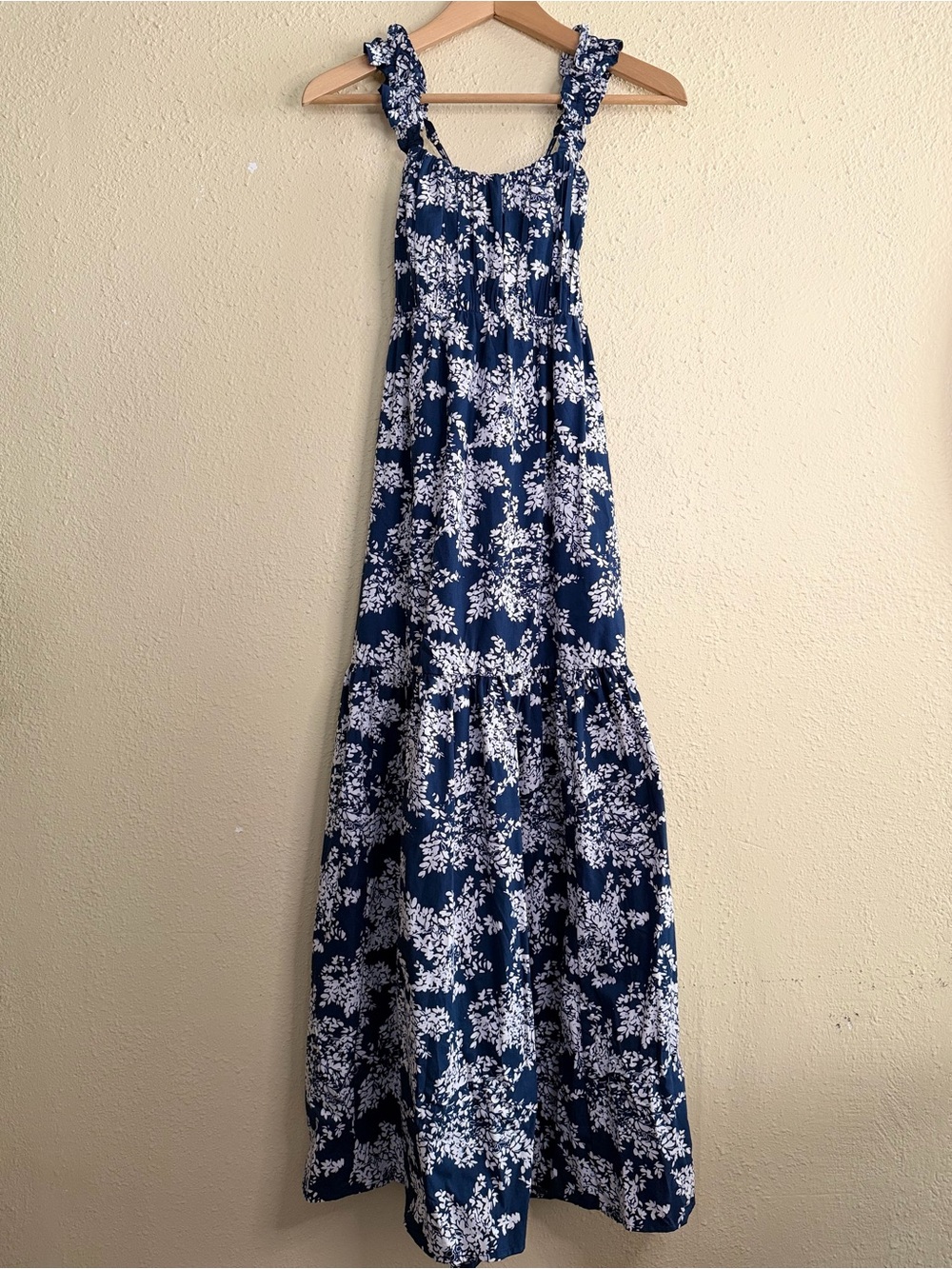 Abercrombie & Fitch | Navy Floral Ruffle-Strap Maxi Dress - Size S - Picture 2 of 5